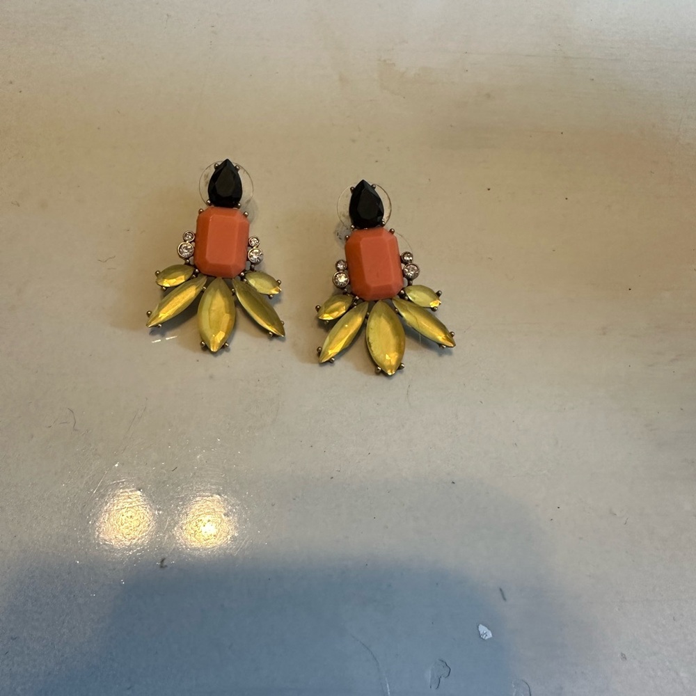 J. Crew Orange and Yellow Statement Earrings